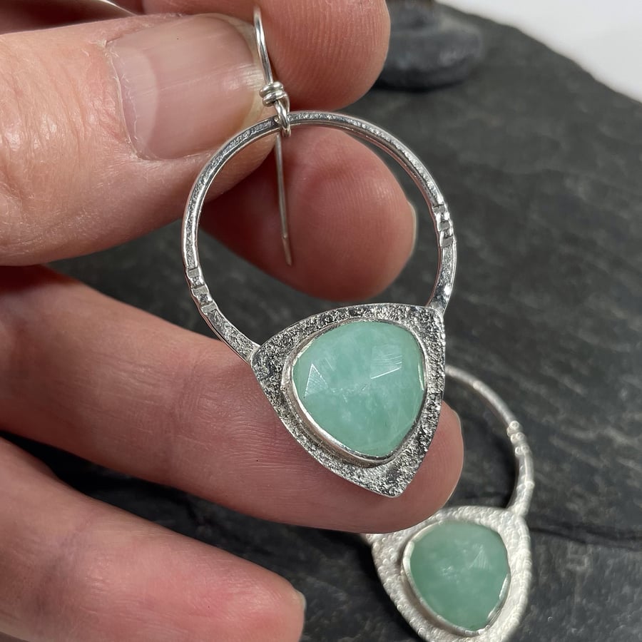  Silver and amazonite tribal earrings