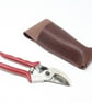 Brown leather holster pouch for secateurs; great gift for gardeners - Image 2