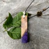 wood and resin pendant necklace purple