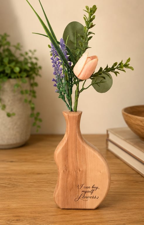 Handcrafted Apple wood bandsaw Bud Vase,Wonky flower vase