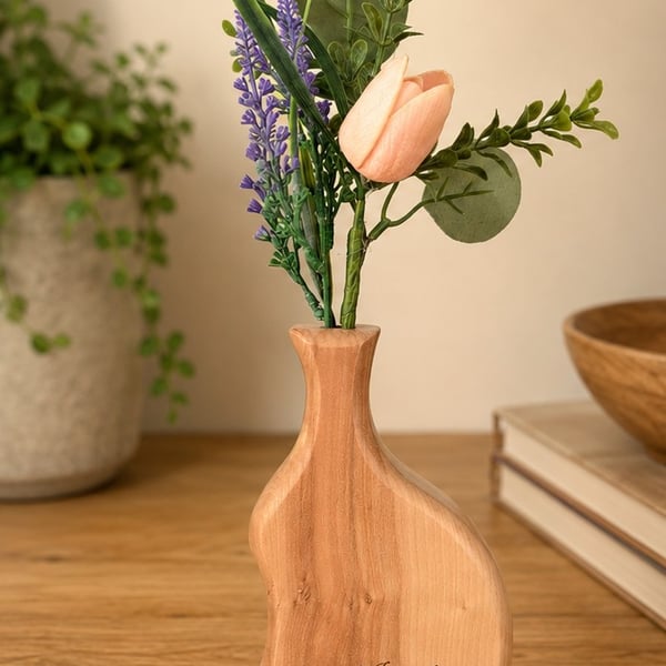 Handcrafted Apple wood bandsaw Bud Vase,Wonky flower vase
