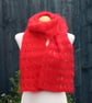 Crochet Broomstick Lace Scarf in Red Mohair - Image 6