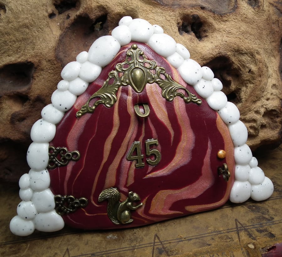 Gnomish Elf Portal for tiny Gnomes OOAK Sculpt by Artist Ann Galvin Fairy Door