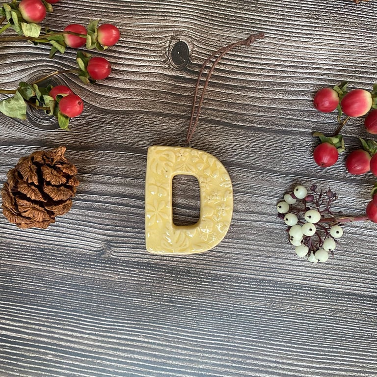 Summer Seconds Ceramic Letter "D" Hanging Decoration 