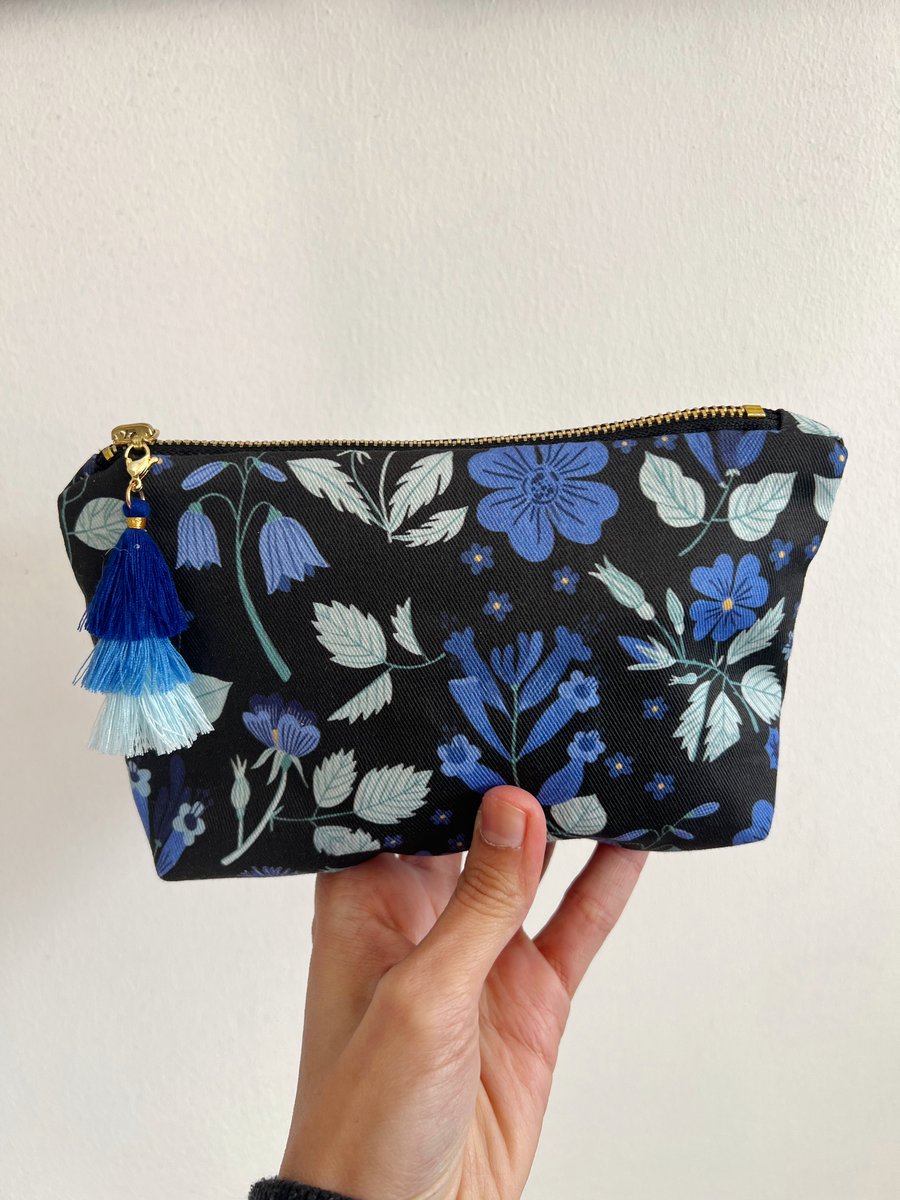 Midnight Blooming Florals Make Up Bag