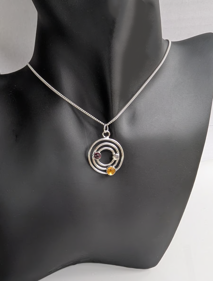STERLING SILVER Concentric Circle pendant, Handmade Urban Jewellery