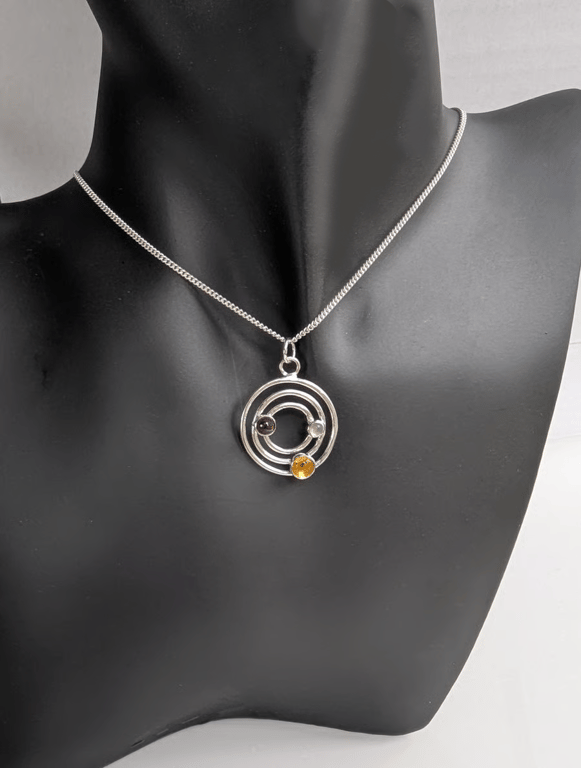 STERLING SILVER Concentric Circle pendant, Handmade Urban Jewellery