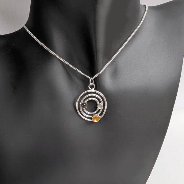 STERLING SILVER Concentric Circle pendant, Handmade Urban Jewellery