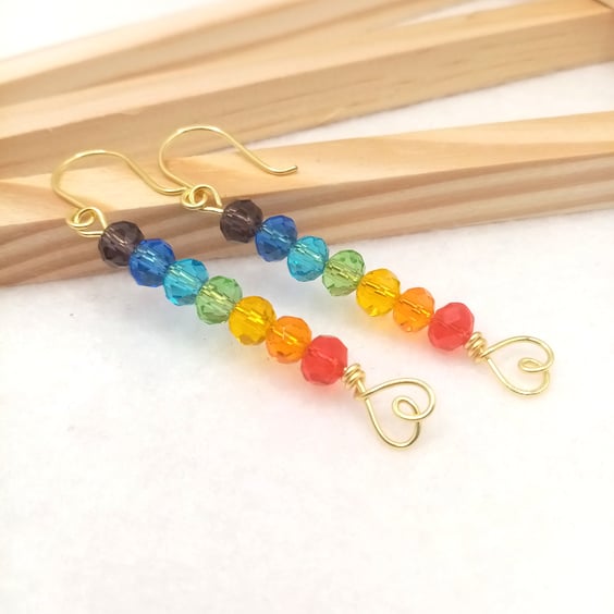 Briolette Bead Chakra Earrings in Gold, Chakra, Spiritual, Free Postage