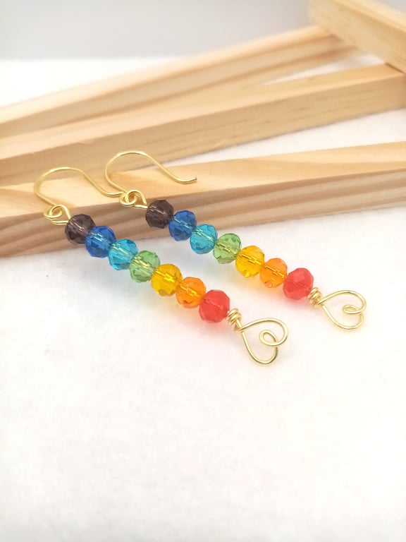 Briolette Bead Chakra Earrings in Gold, Chakra, Spiritual, Free Postage