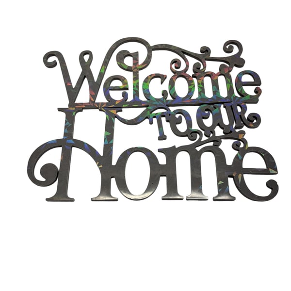 Handmade Resin Wall Art -"Welcome to our Home" Decorative Sign