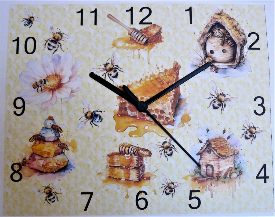 bee wall hanging clock bees apiary honey combe bee hive