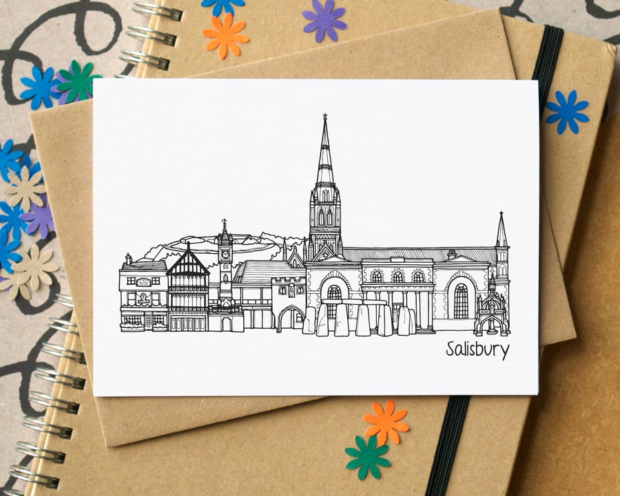 Salisbury Skyline Greetings Card