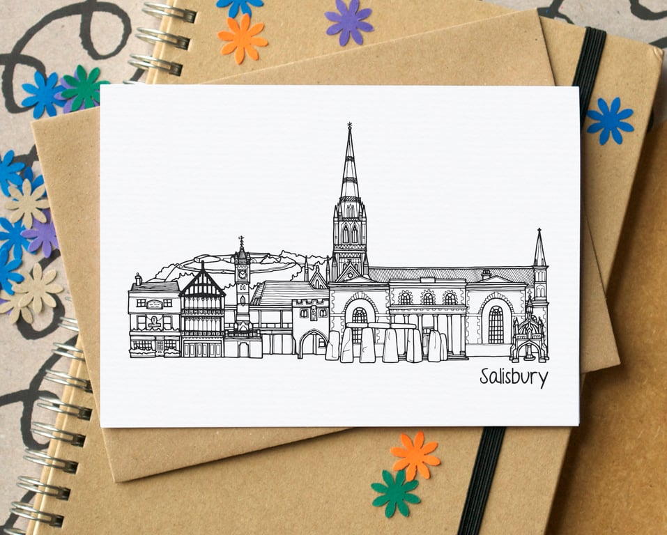 Salisbury Skyline Greetings Card