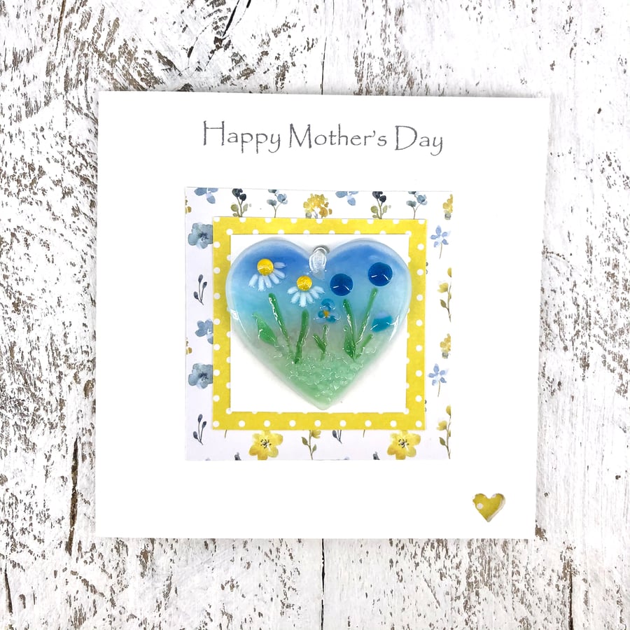 Mother’s Day Card with Detachable Glass Meadow Heart