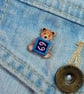 Cancer Bear Pin, Handmade Tiny Star Sign Wooden Teddy Badge - Image 3