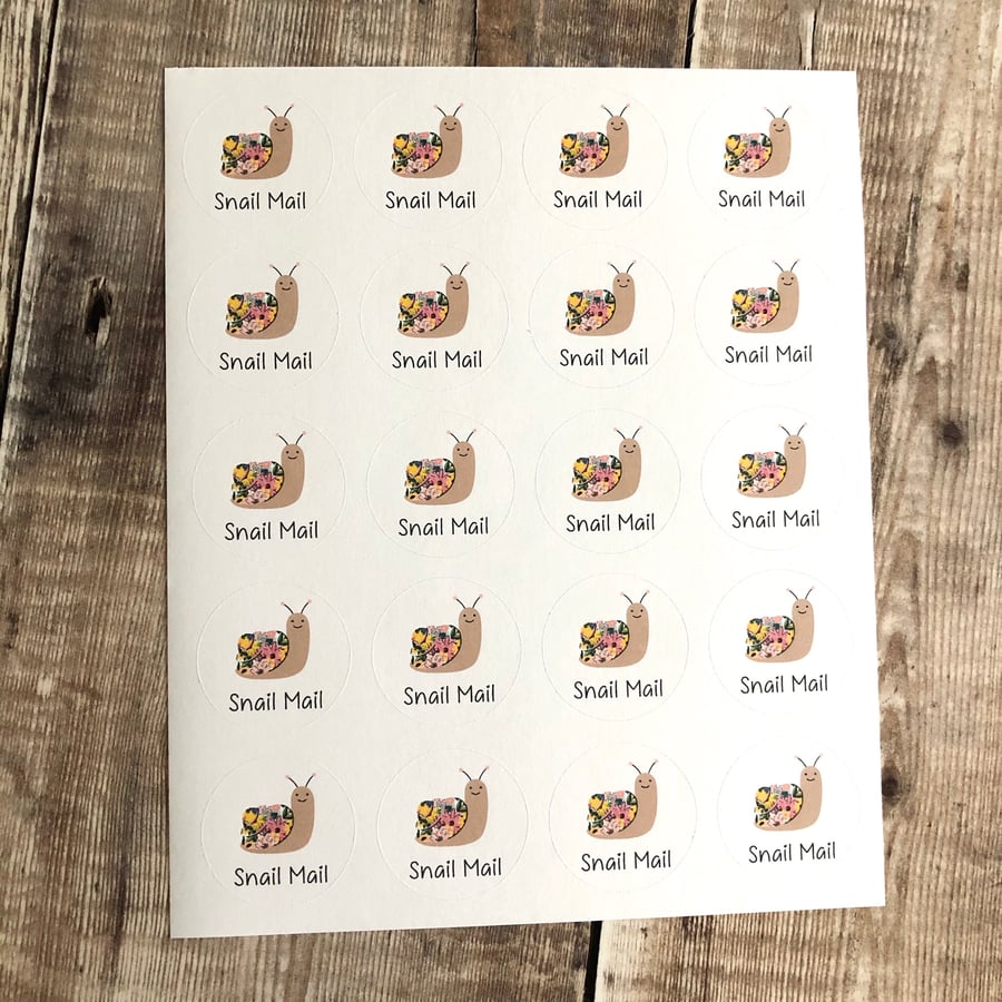 Snail mail Circle Shaped Stickers
