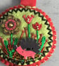 Hand Embroidered Garden Hedgehog Keyring or Bag Charm  - Image 2