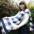 LAMBSWOOL CHECK SCARF BLUE & WHITE No.2