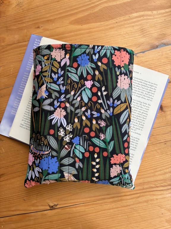 In The Garden Quilted Fabric Book Sleeve - Hardback Size