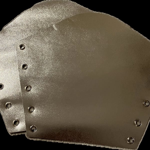 Large Pair: Metallic Silver coloured Leather Bracers (sold with lacing)