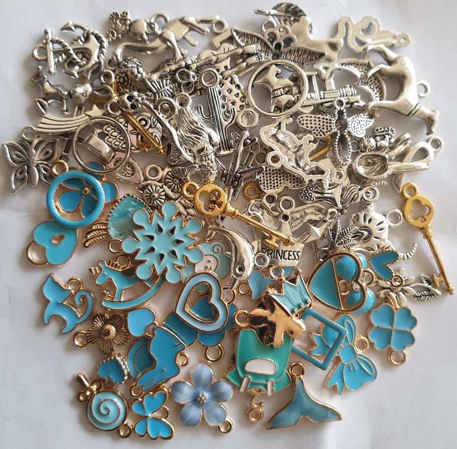 Jewellery Making Charms - FREEPOST - Random Colour Mix of 15 Pieces-MIXED THEMES