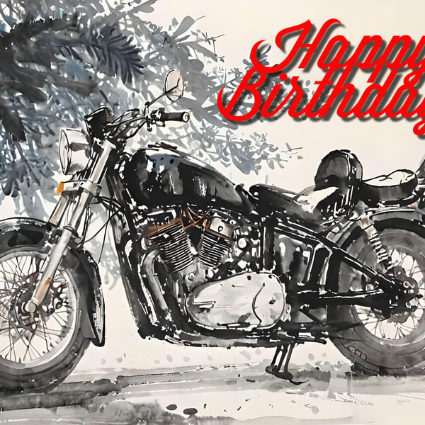 Motor Bike Birthday Card A5 