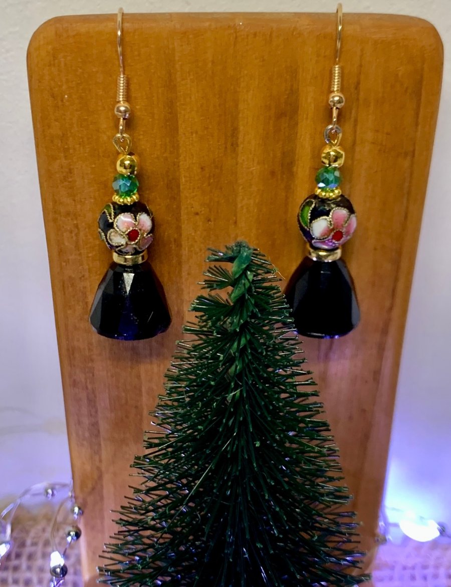 Glass and Floral Bead Earrings