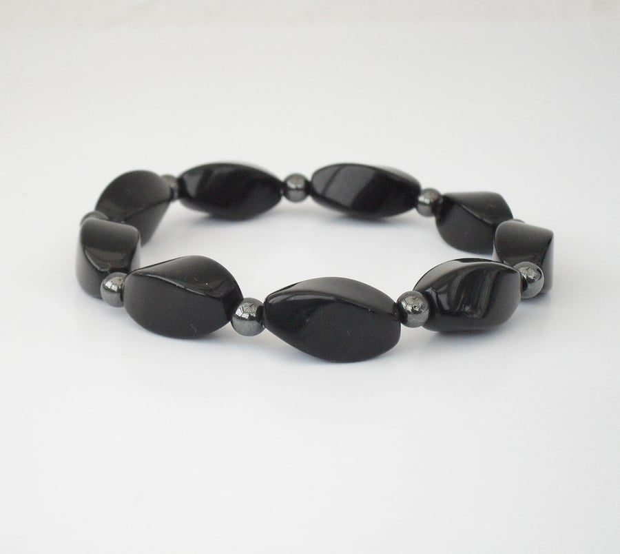 Black onyx stretchy bracelet