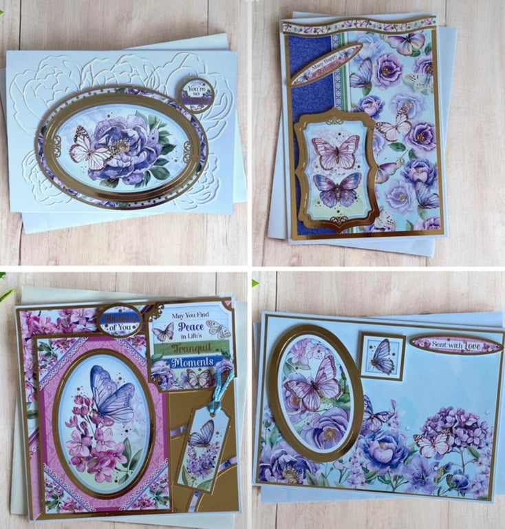 Butterflies and Blooms Greeting Card Set - Set of Four