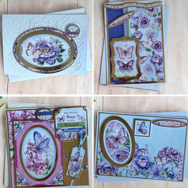 Butterflies and Blooms Greeting Card Set - Pack of Four