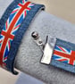 Upcycled Denim Bracelet with Union Jack Ribbon (British and Biker Vibes)  - Image 9