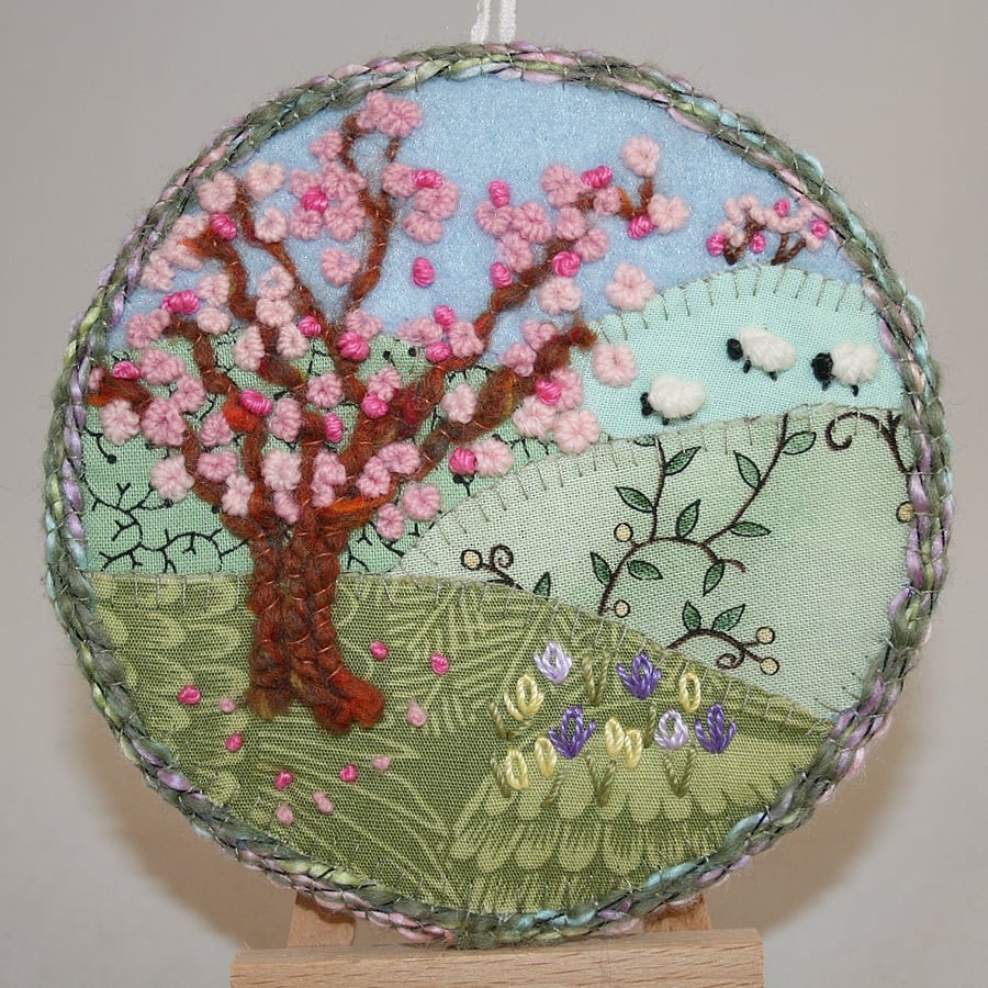 Spring Blossom Hillside Embroidered Picture