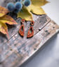 Burnt Orange Autumnal Asymmetrical Oval Drop Earrings - Image 2