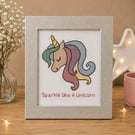  Handmade Framed Cross Stitch Picture – Inspirational Unicorn