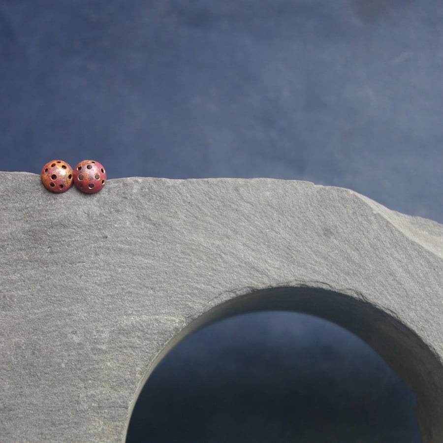 Small Copper Seed Pod Studs