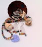 Tourmaline Cubes & Silver Spacers Necklace with Lilac Crystal Pendant & Earrings - Image 1