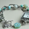 Ice Storm Czech Glass & Antique Silver Chain Beaded Watch