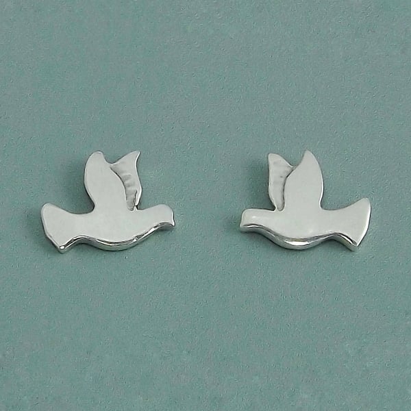 Argentium 940 Silver Dove Stud Earrings — Peace & Hope Jewellery