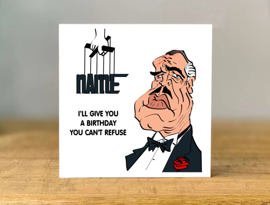 Personalised Godfather Birthday Card, Brando, mum, dad, grandad, gran, son, 