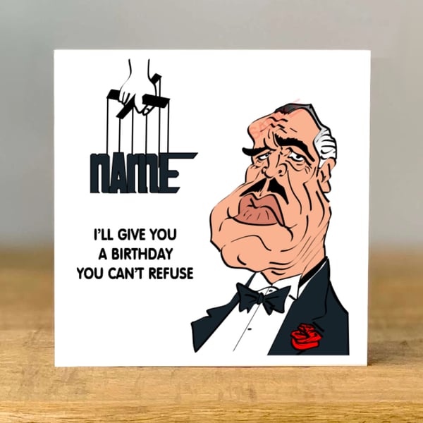 Personalised Godfather Birthday Card, Brando, mum, dad, grandad, gran, son, 