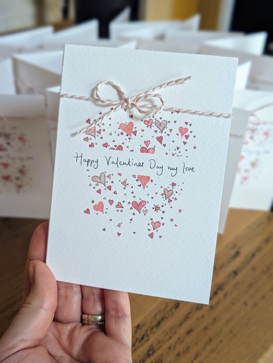 Handmade Watercolour Valentines Card - My Love