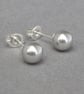 6mm Light Grey Glass Pearl Studs - Pale Silver Stud Earrings for Bridesmaids