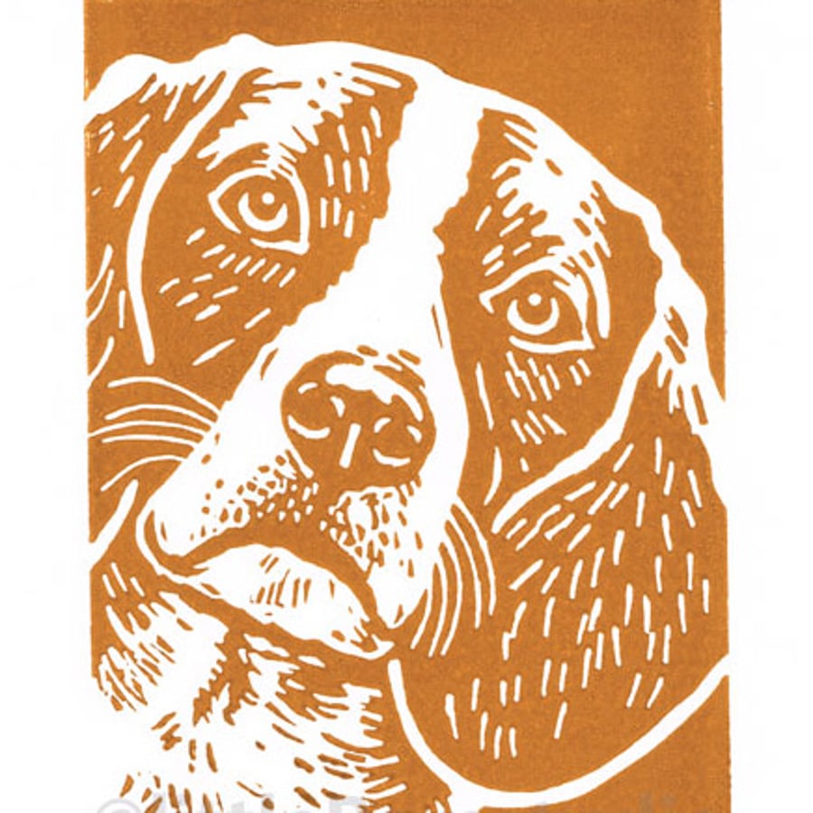 Beagle Dog - Original Hand Pulled Linocut Print