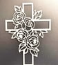 Handamde Baltic Birch Wooden Floral Cross