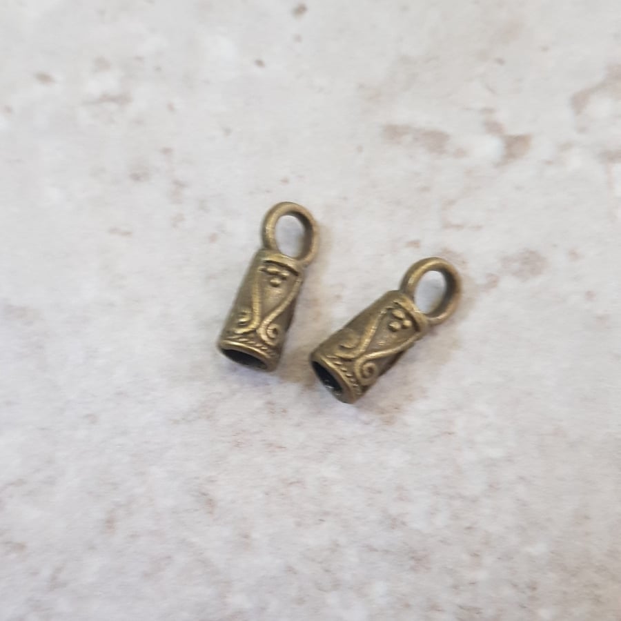 Antique Bronze cord ends, Glue in end caps, Leather cord ends, for 3.5mm cord