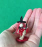 Tiny Red Witch Doll Button Ornament, Miniature Decoration, Witch Core