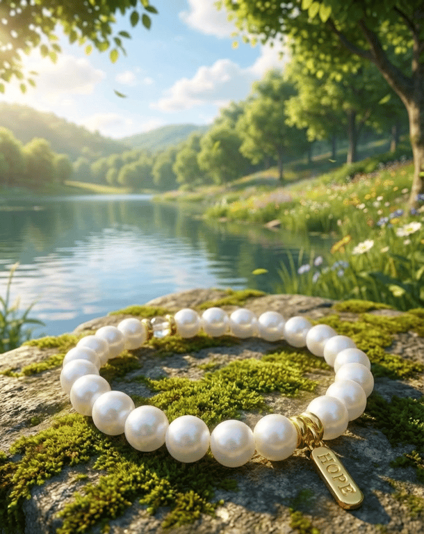 Personalised Beaded Letter Bracelet with 18k Gold Plated 'HOPE' Charm