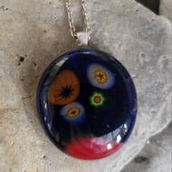 Blue and red glass pendant