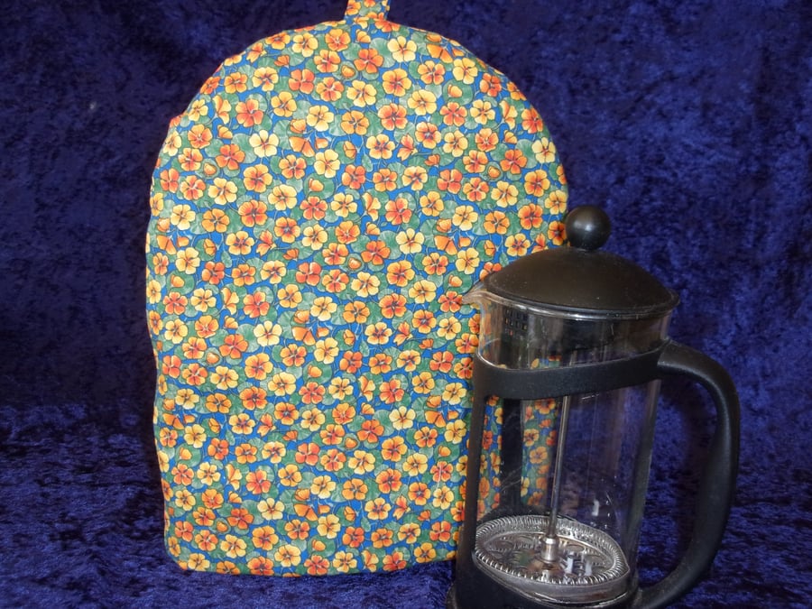 Large Coffee Pot Cosy with Orange & Yellow Flowers